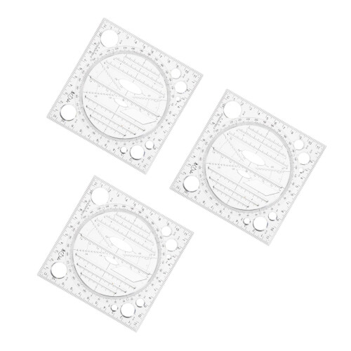 3Pcs Transparent Circle Template Rulers for Geometric Drawing