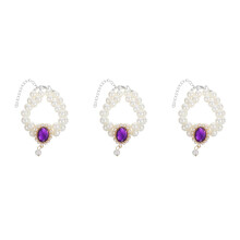 3Pcs Durable Purple Pearl Pet Necklace Adjustable Dog Cat Collar