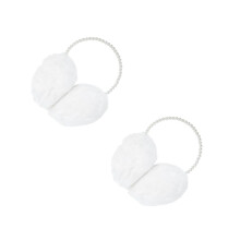 Set Of 2 Earmuffs Headband Winter Girl Child Warmer White Plush