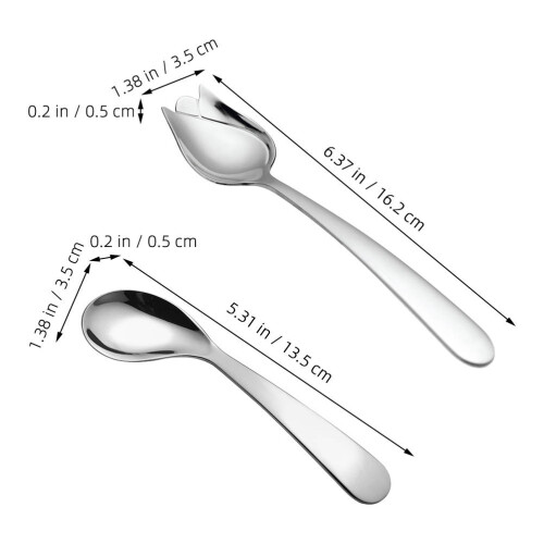2Pcs Durable Stainless Steel Angled Spoon Feeding Utensil for Elderly 1