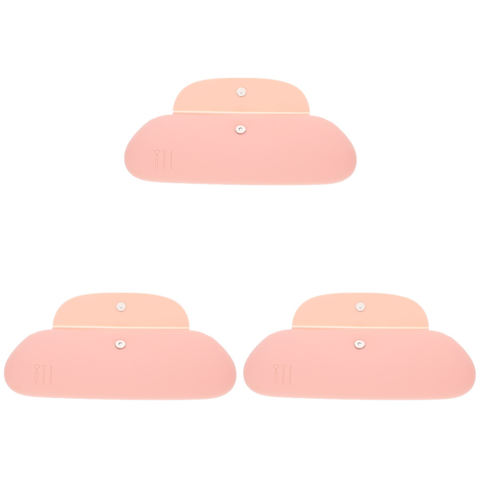 Totority Pink 3Pcs Portable Silicone Makeup Brush Case Travel Storage Organizer