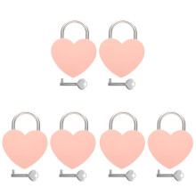 6Ensembles Cadenas Mini Cœur Rose Avec Clé, Décor Bureau Femme