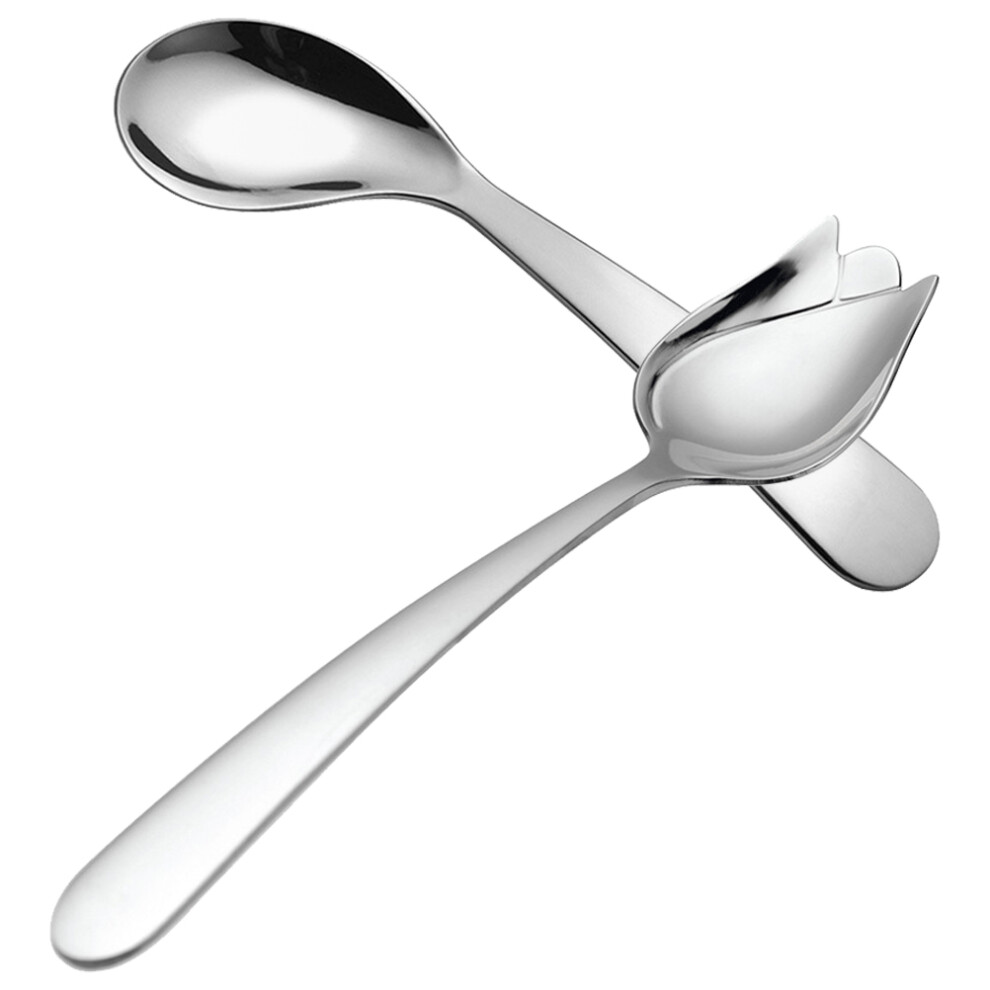 Totority 2Pcs Durable Stainless Steel Angled Spoon Feeding Utensil For Elderly