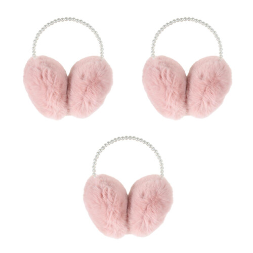 3Pièces Cache-Oreilles Rose Impeccable Pour Hiver