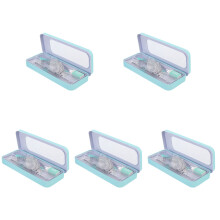 5Sets Students Blue Drawing Kit with Ruler Compass Protractor Triangle