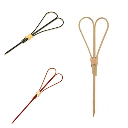 100Pcs Bamboo Fruit Picks Red Scissors Shaped Cocktail Sticks for Bar 2