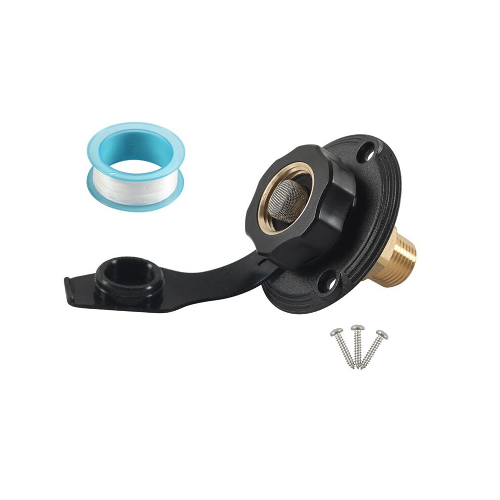 Rv Water Inlet Connection City Water Fill Inlet Flange Brass With Check Valve Rv Water Hose Connector Black 6031060776479