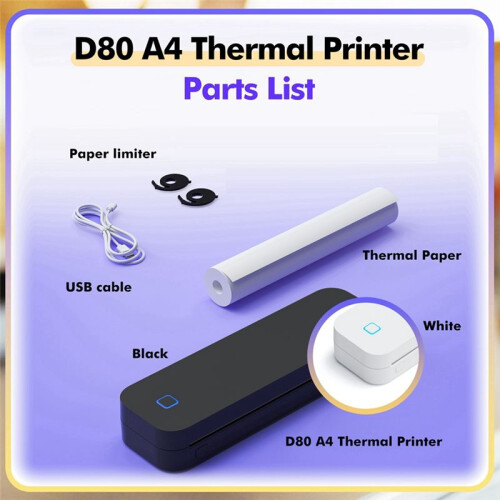 Portable Thermal Transfer Printer Wireless,Multi-Size,Eco-Friendly for Windows System, Os System,Phone,Tablet,White 1