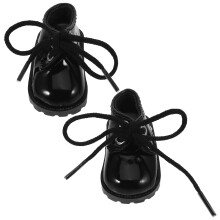 1Paar Robuste Schwarze Schuhe Aus Kunstleder Für Puppen Deko