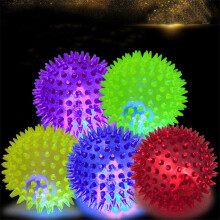 Soft Squeaky Dog Toy With Spikes For Oral Stimulation, BPA Free Luminous Fetch Ball For Teething Puppies, Interactive Pet Toy That Massages Gums And