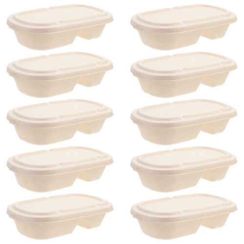 50Sets Takeaway Maaltijdbox Pulp Wegwerp Met in Khaki 2