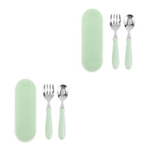 2Ensembles Accessoires Bébé Vert Fourchette Acier PP Durable