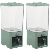 2Pcs Cereal Dispenser Green Plastic Rice Holder for Beans and Grains