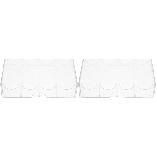 2Pcs Daily Use Transparent Poker Chip Tray Plastic Multi-Grid Box