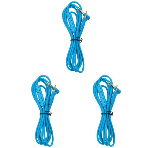 3Pcs Universal Sky-Blue Headphone Wire Long Replacement Audio Cable
