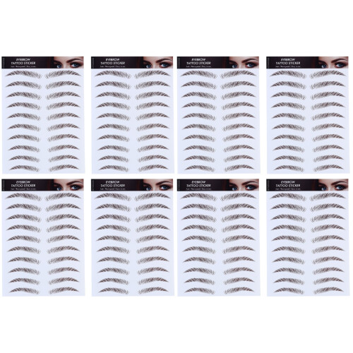 8Pièces Stickers Sourcils Marron 6D Résistants Eau Pour