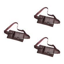 3Pcs Brown Vintage Waist Bag Outdoor Fanny Pack Accessory