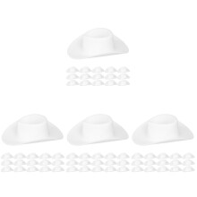 80Pcs Lightweight Plastic Mini Cowboy Hats White for Doll Craft