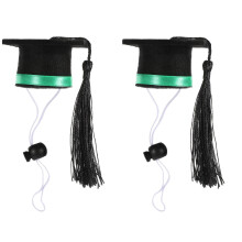 2Pcs Felt Mini Graduation Hats Green for Small Props