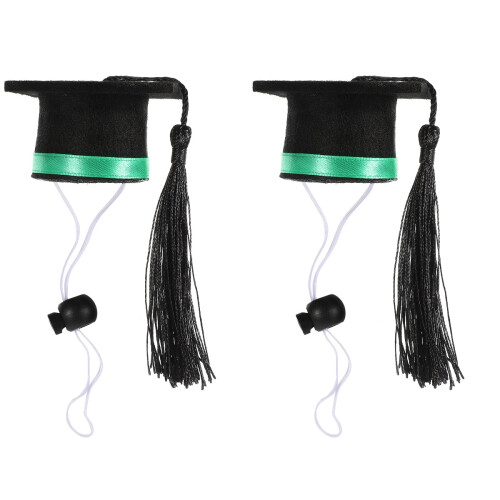 2Pcs Felt Mini Graduation Hats Green for Small Props
