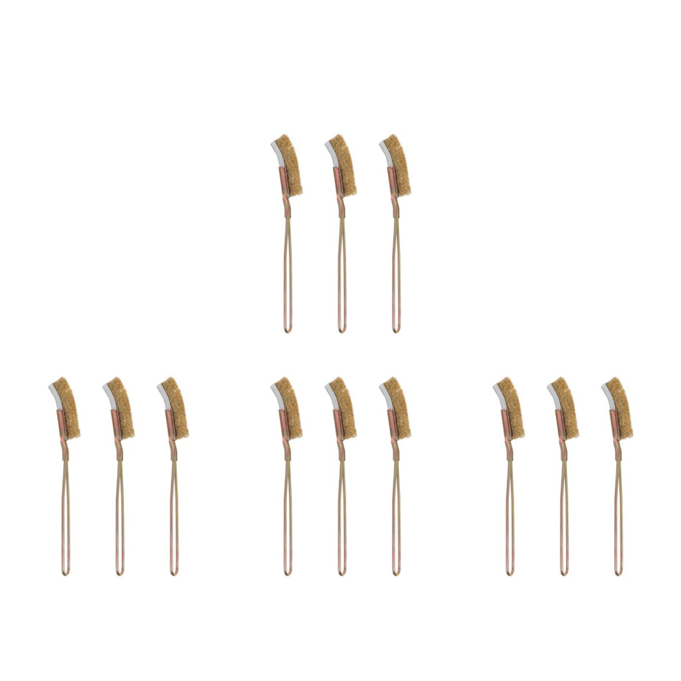 12Pcs Miniature Golden Steel Rust Cleaning Brush For Home Maintenance 3713122796573