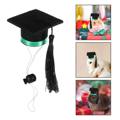 2Pcs Felt Mini Graduation Hats Green for Small Props 1