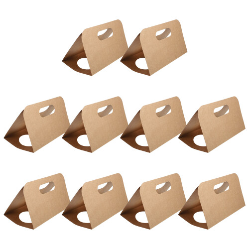 20Pcs Foldable Coffee Cup Holder Kraft Paper Drink Carrier with Handle 2