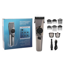 Men's Cordless Hair Clipper, Rechargeable Electric Trimmer with LCD Display, Professional Grooming Kit Includes Ceramic Blades and Travel Case for