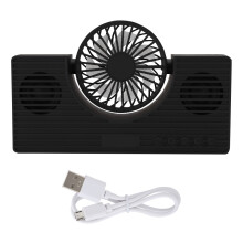 Strong Wind USB Fan Ultra Quiet Small Desk Fan with Foldable Design Bluetooth5.0Built-in Battery TF Card AUX Play Sturdy Structure for Office