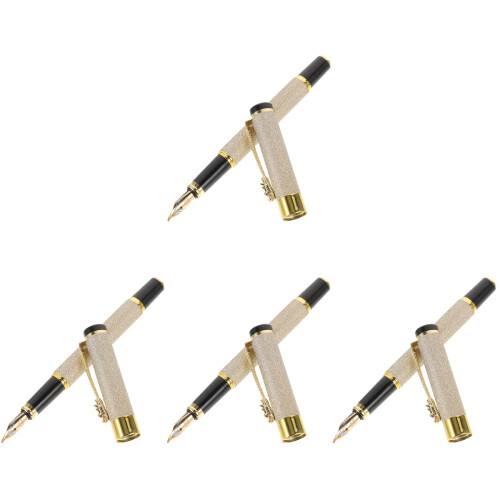 4Pcs Multipurpose Metal Fountain Pen Beige Smooth Writing Tool