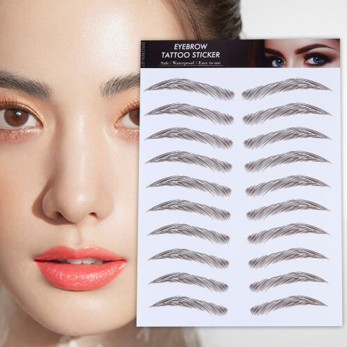 8Pcs Brown False Eyebrows Stickers 6D Hair-Like Waterproof Makeup 2