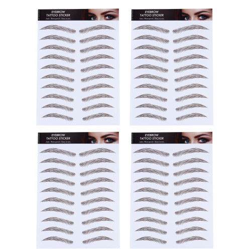 8Pcs Brown False Eyebrows Stickers 6D Hair-Like Waterproof Makeup