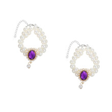 2Pcs Purple Adjustable ABS Collar Double Layer Pearl Necklace for Pets