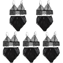 5Sets Black Lace Bikini Set for Women Bra and Panty Stylish Underwear