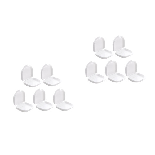 10Pcs White Denture Case with Snap Lock Durable Plastic Denture Holder