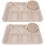 2Sets Creative Straw Section Plates Toddler Meal Tray Beige 4