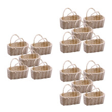 15Pcs Tiny Handwoven Raffia Basket Miniatures for Home & Dollhouse