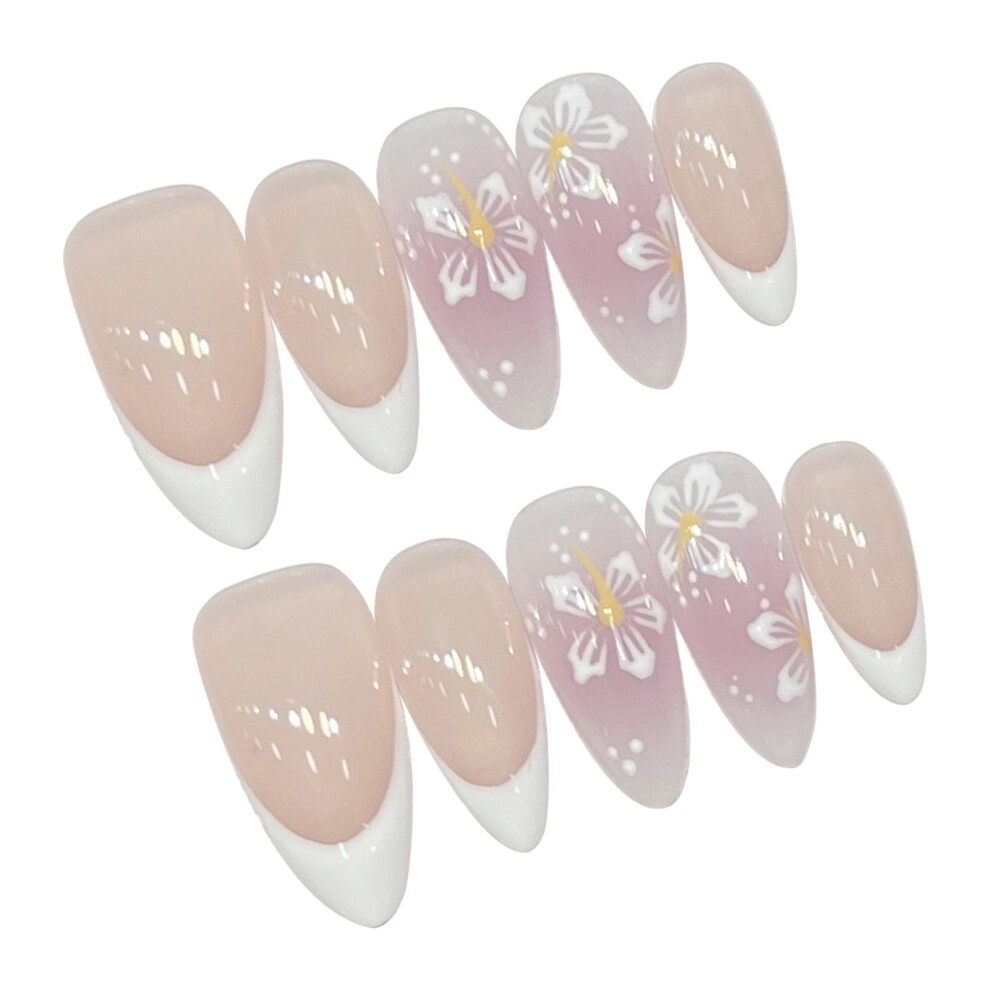 Creation-3C (Xs) 10Pcs French Tip Fake Nails, Chip-Proof & Smudge-Proof