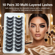 3D False Lashes 10 Pairs, Soft & Thick