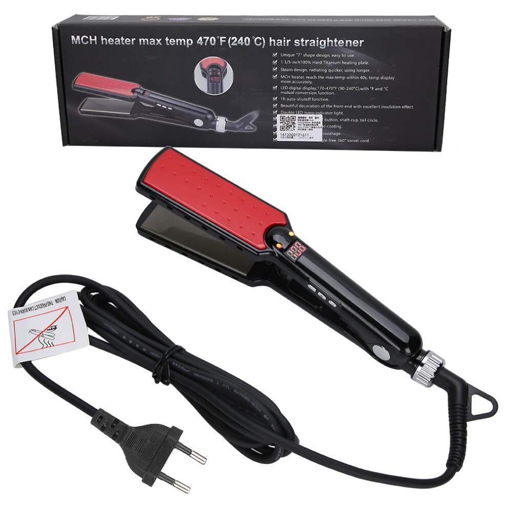 Ceramic Tourmaline Hair Straightener With Ionized Plates Turbo Mode Ultra-Smooth Titanium Surface Professional Styling Tool Featuring LCD Display And