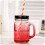 (red) Vintage 17oz Mason Glass Jar 1