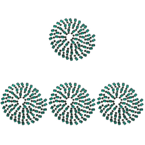 4Pièces Applique Creative Verte En Cristal Pour Bride Sash