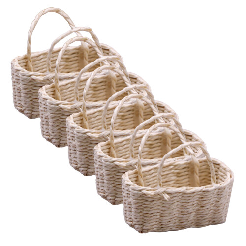 15Pcs Portable Mini Raffia Flower Baskets for Pretend Play Storage 1