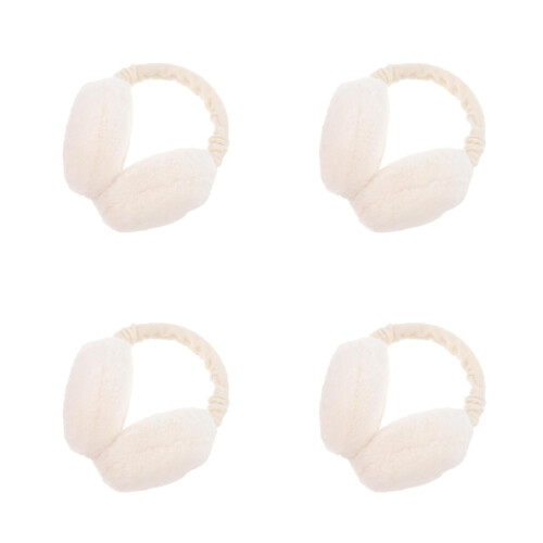 4Pièces Cache-Oreilles Blancs Douillets Usage Extérieur Hiver