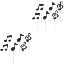 12Pièces Cake Toppers Noirs Symboles Musicaux Pour Soirées Garden