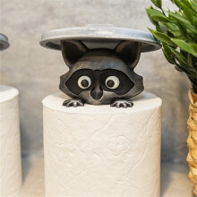 (Kraft paper box, Raccoon - Silver Grey) Raccoon Tissue Holder, No Drill Bathroom Shelf