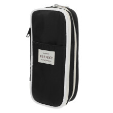 4Pcs Black Canvas Zippered Pencil Pouch Large Capacity Desk Organizer