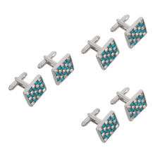 6Pcs Men's Formal Square Zirconia Cufflinks Set for Tuxedo Shirt