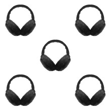 5Pcs Cozy Black Winter Ear Warmers Plush Earmuffs Cute Cartoon Design