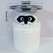 (Kraft paper box, Raccoon - White) Raccoon Tissue Holder, No Drill Bathroom Shelf